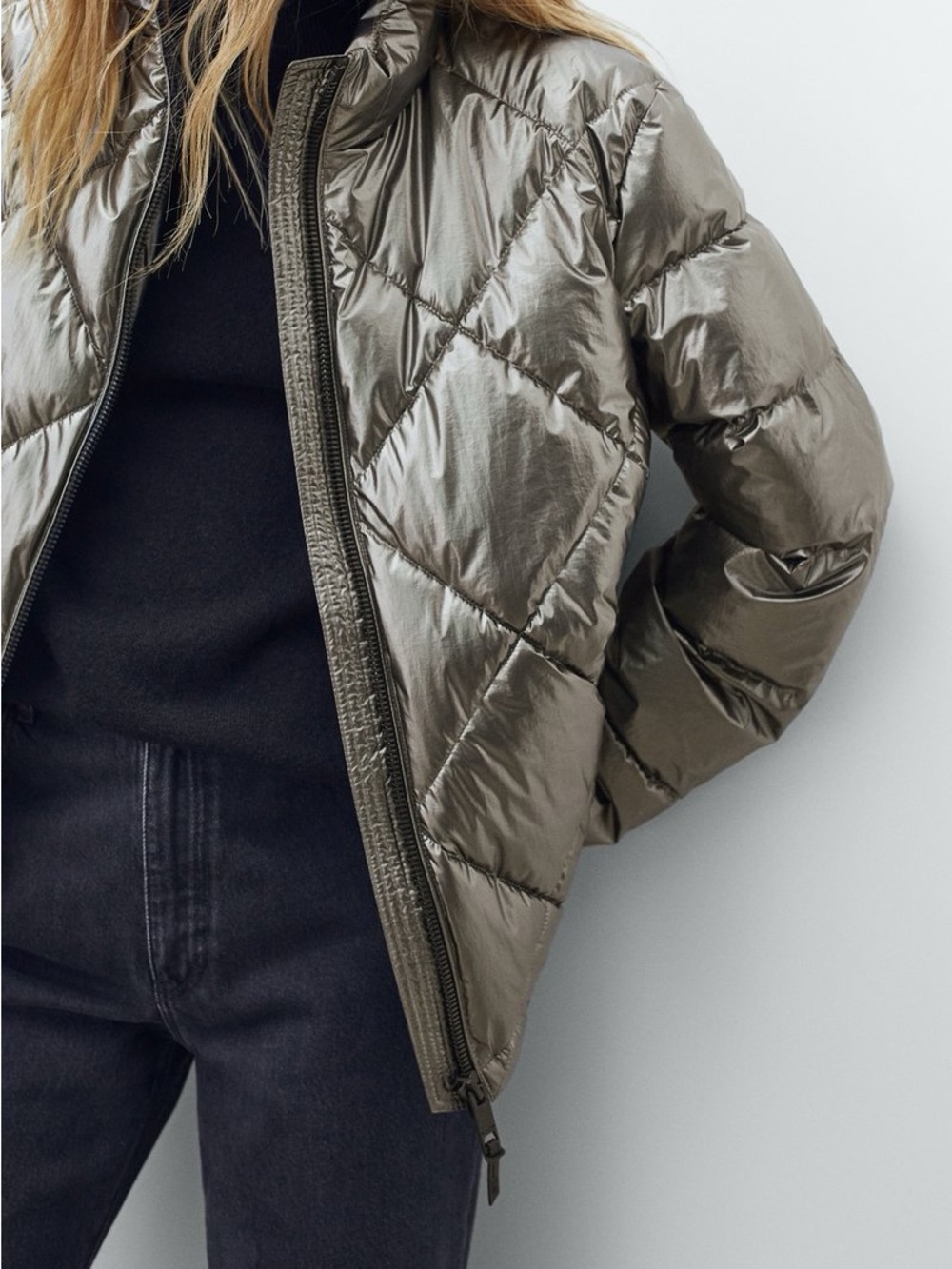 Massimo Dutti Metallic Bomber Jacket